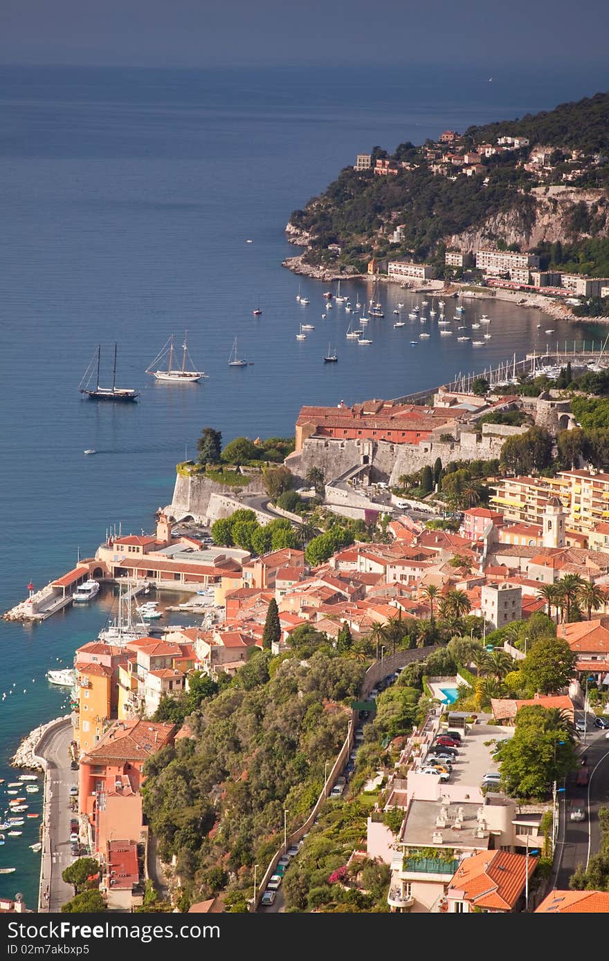 The Provencal town of Villefranche-sur-Mer on the Cote d'Azur. The Provencal town of Villefranche-sur-Mer on the Cote d'Azur