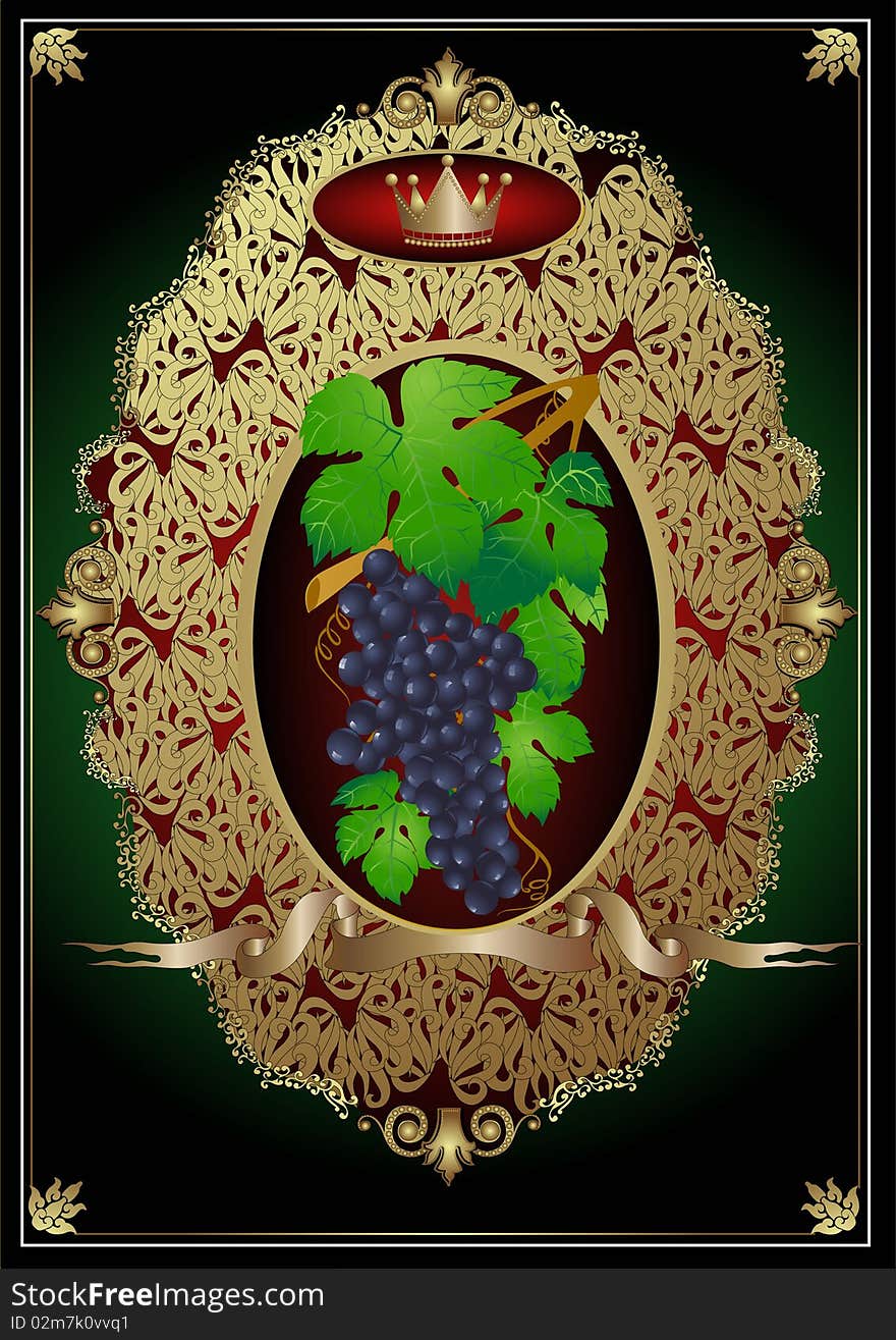 There is a background with grapes ,pattern for text and advertising. There is a background with grapes ,pattern for text and advertising