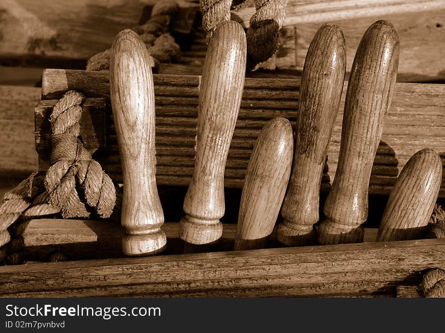 Sailing tackle on a deck. Sailing tackle on a deck