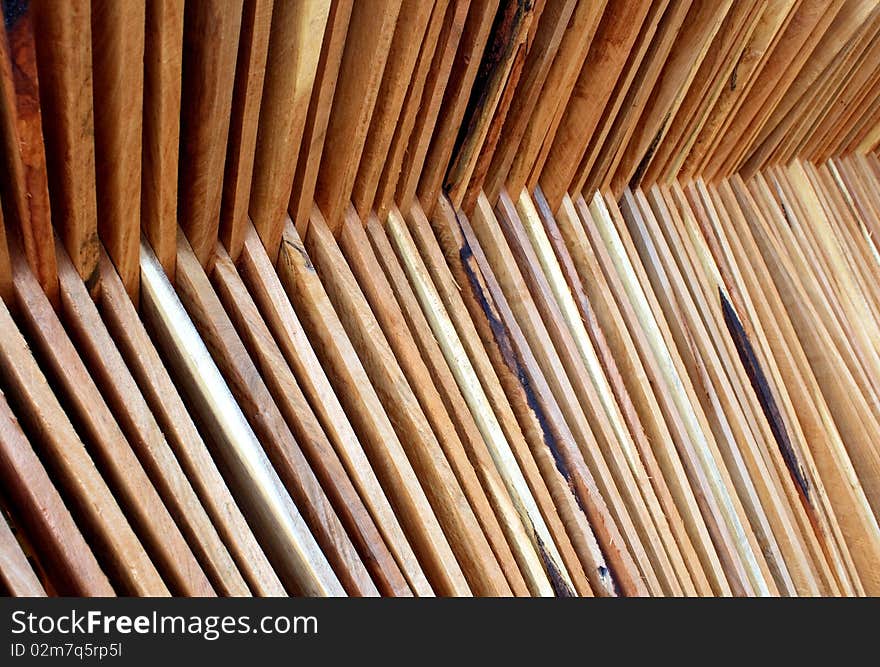 A pile of wood boards