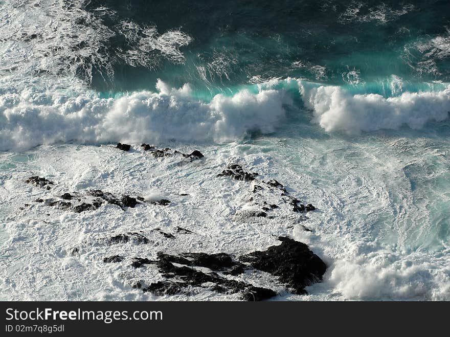 Ocean waves crashing on the shore