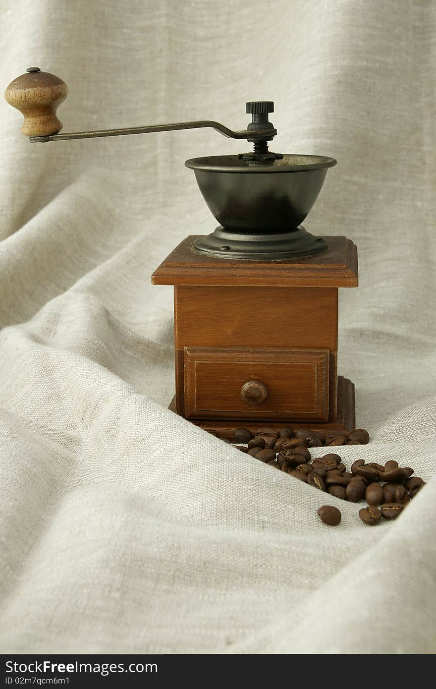 Coffee beans and coffee grinder