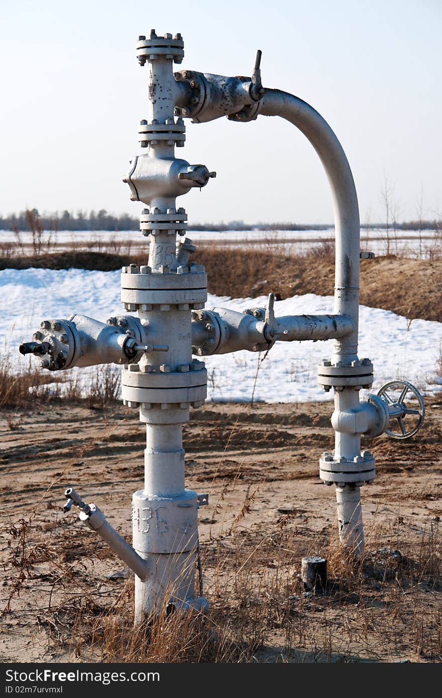 Wellhead in the oil and gas industry. spring.