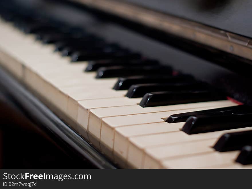 Close up shot of the old piano keys. Close up shot of the old piano keys