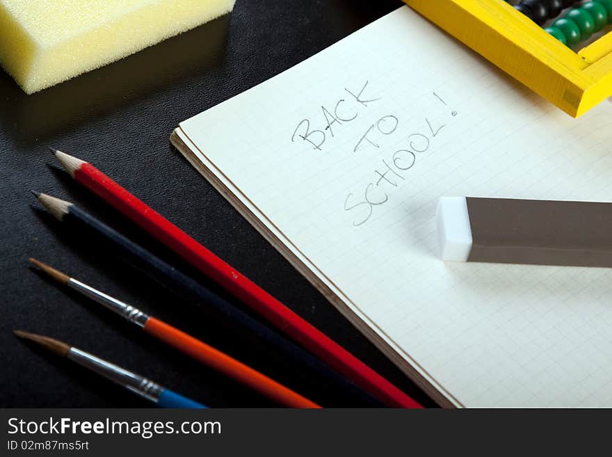 School, blackboard and other school equipment arranged in studio. School, blackboard and other school equipment arranged in studio