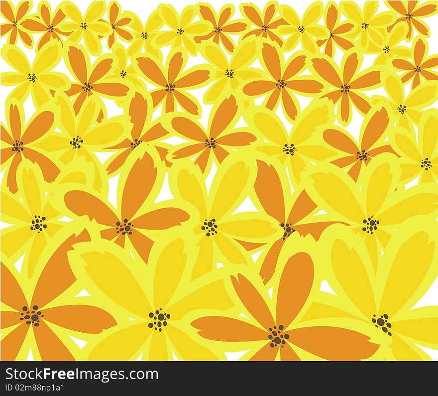 Abstract floral background from orange and yellow flowers. Abstract floral background from orange and yellow flowers