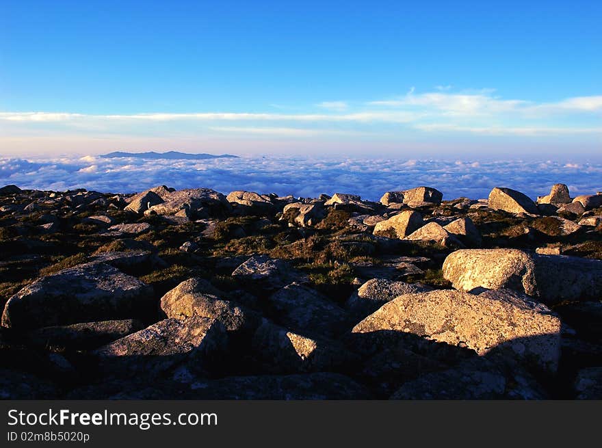 Mountains and the sea of clouds with blue sky in the morning. Mountains and the sea of clouds with blue sky in the morning