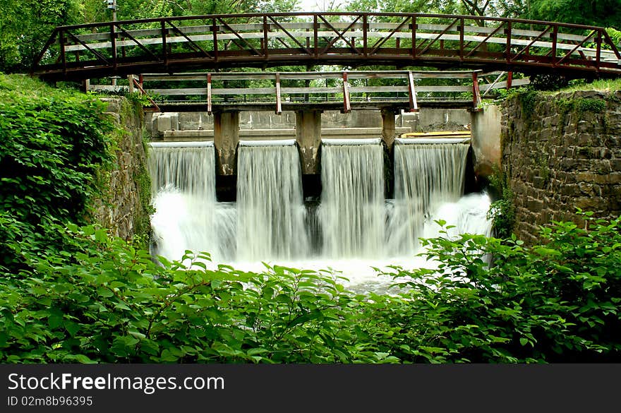 A bridge on a canal spillway