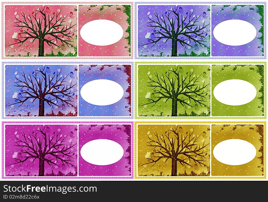 Graphic set with tree