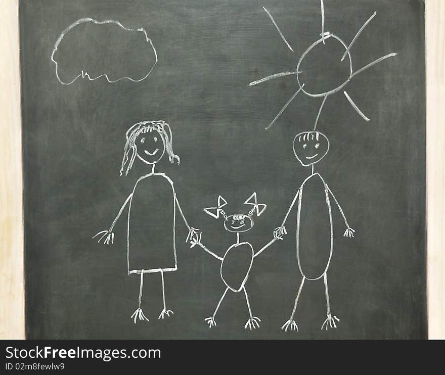 Child's drawing of his happy family