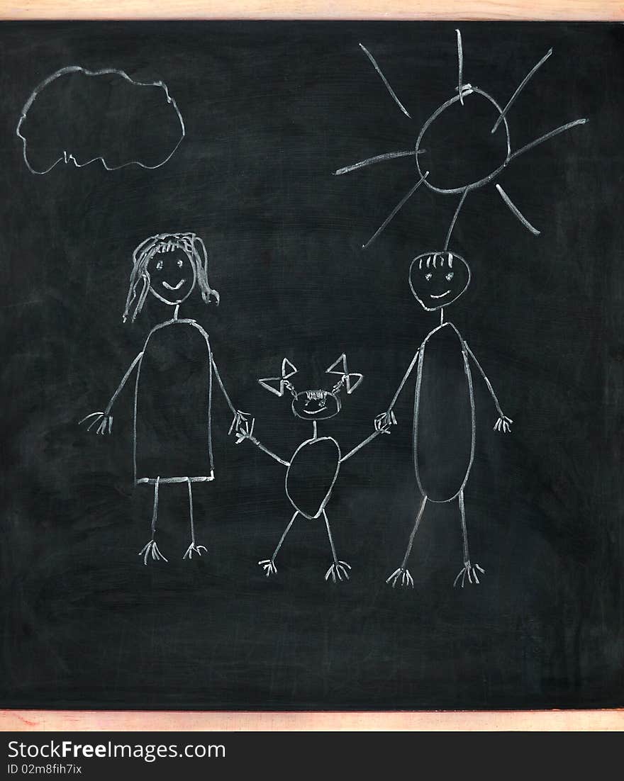 Child's drawing of her happy family