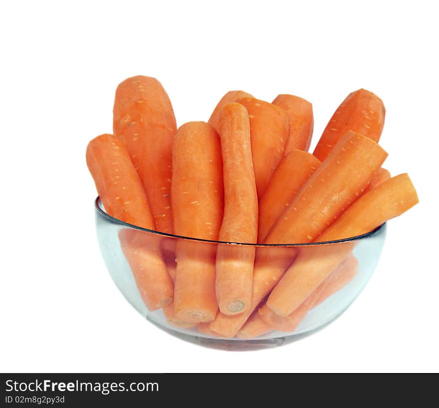 Purified carrot in a glass bowl