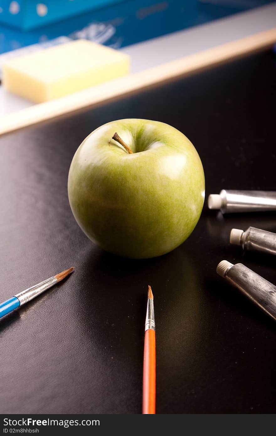 School, blackboard and other school equipment arranged in studio. School, blackboard and other school equipment arranged in studio