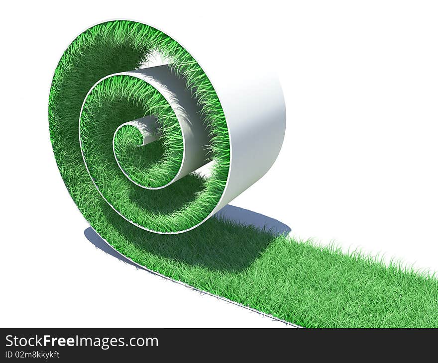 Roll of a grass isolated on white. 3d illustration. Roll of a grass isolated on white. 3d illustration