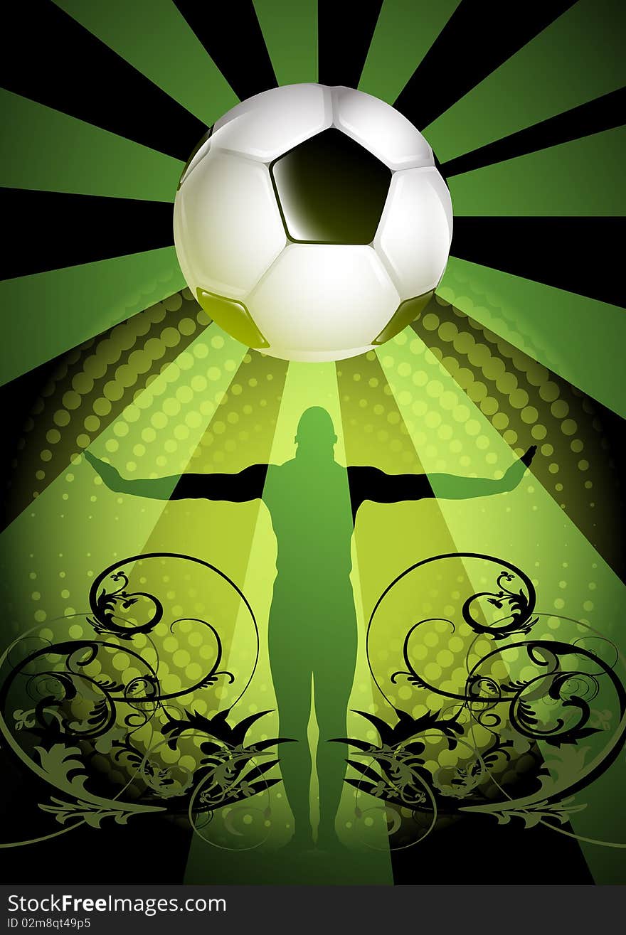 Soccer ball on grunge background, element for design