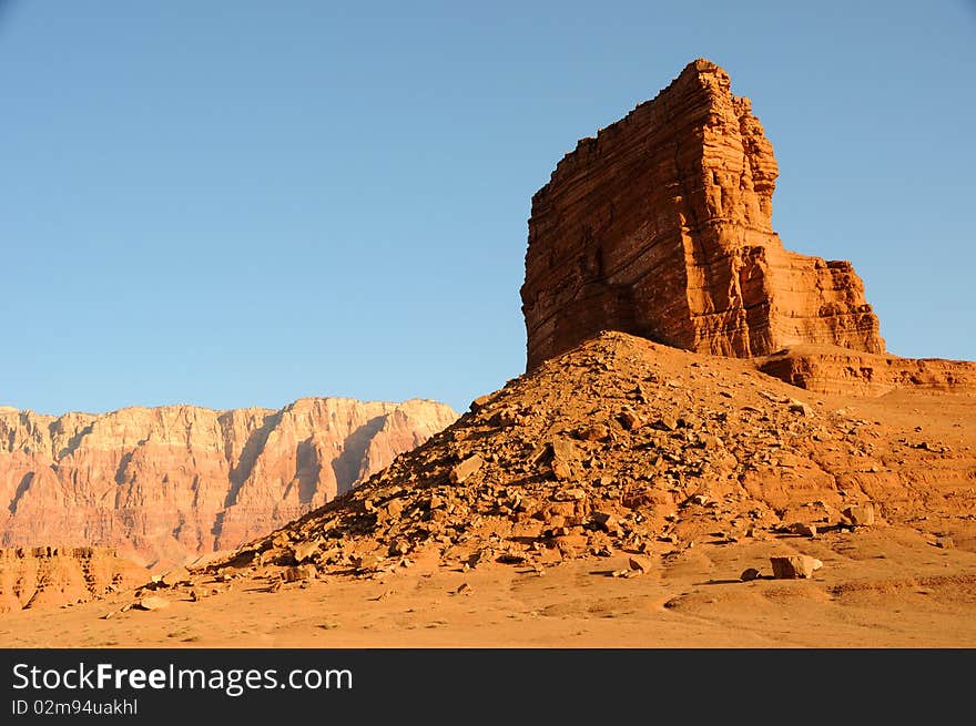 Colorful Butte at Dawn, Vermilion Cliffs. Colorful Butte at Dawn, Vermilion Cliffs