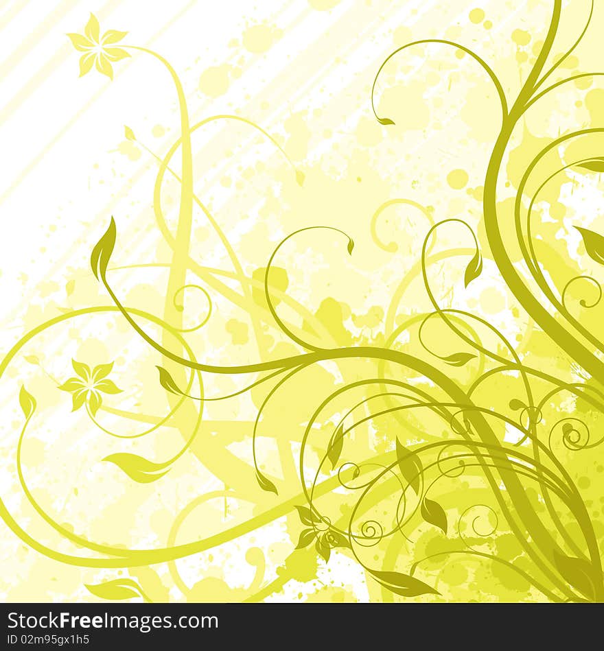 Grunge style floral background vector