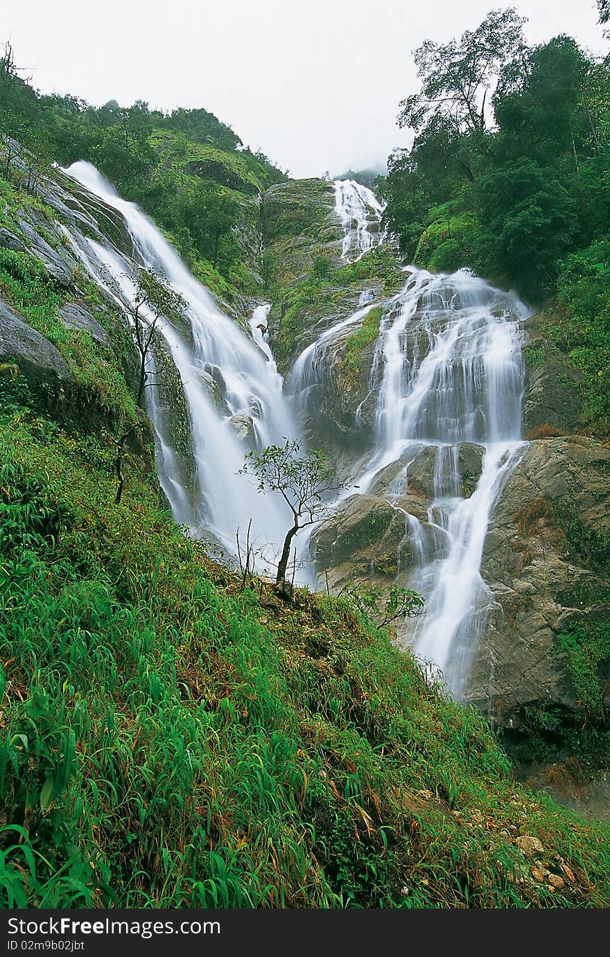 Wateterfall in deep forest, Thailand