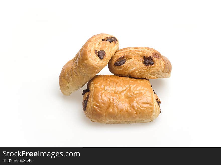 Pain au chocolate isolated in white background