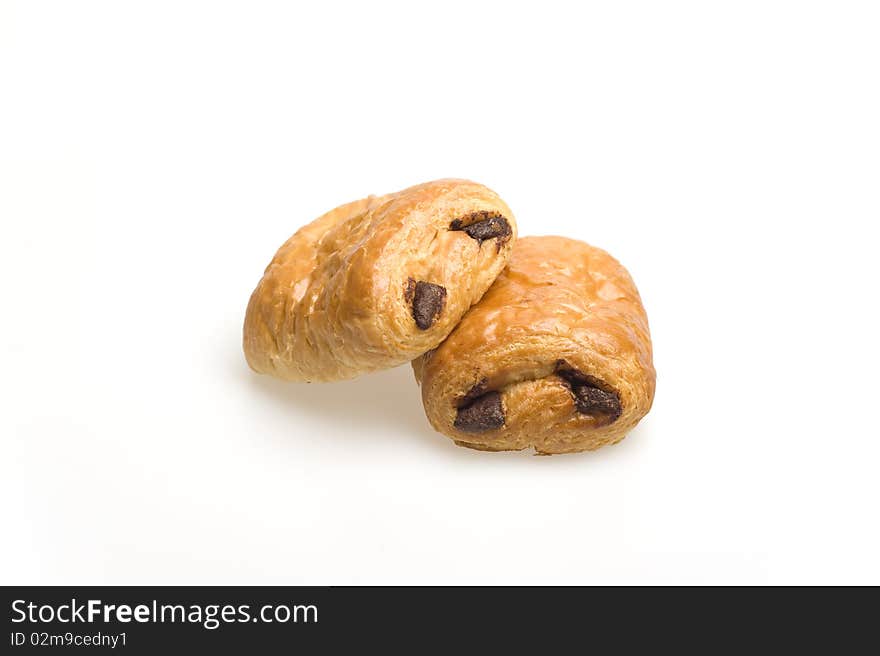 Pain au chocolate isolated in white background. Pain au chocolate isolated in white background