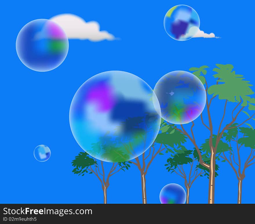 Soap bubbles in the sky