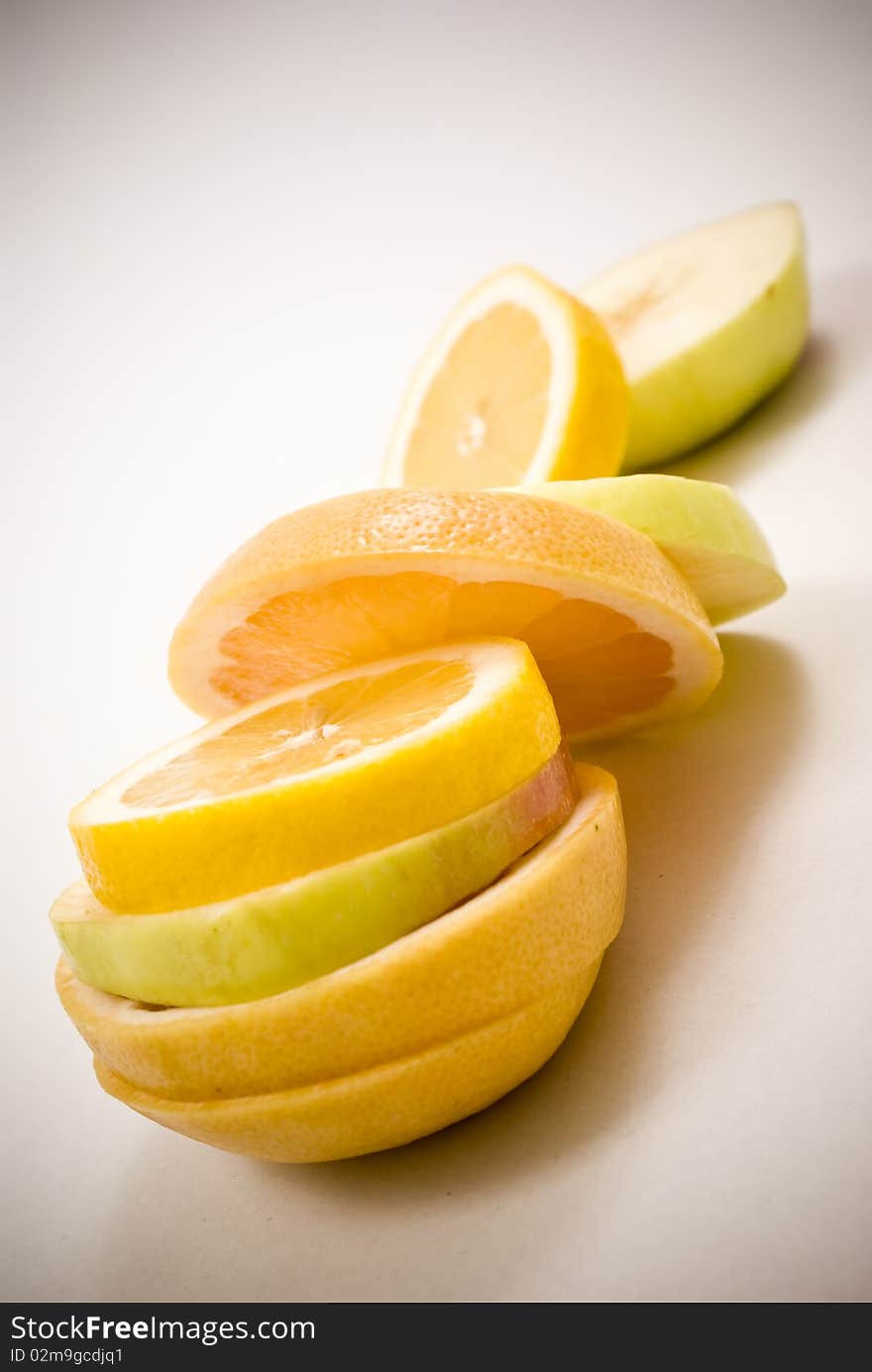 Fruit slices - orange, grapefruit, apple. Fruit slices - orange, grapefruit, apple