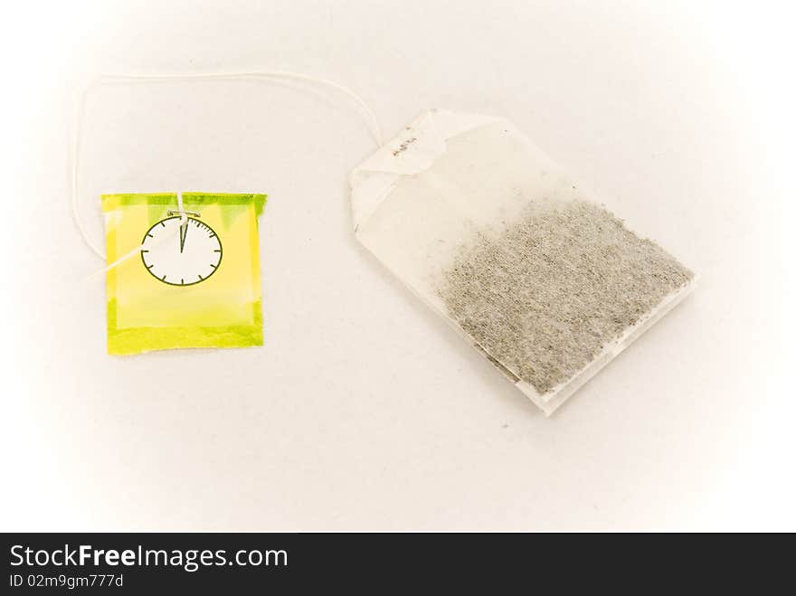 Fresh green tea on tea bag