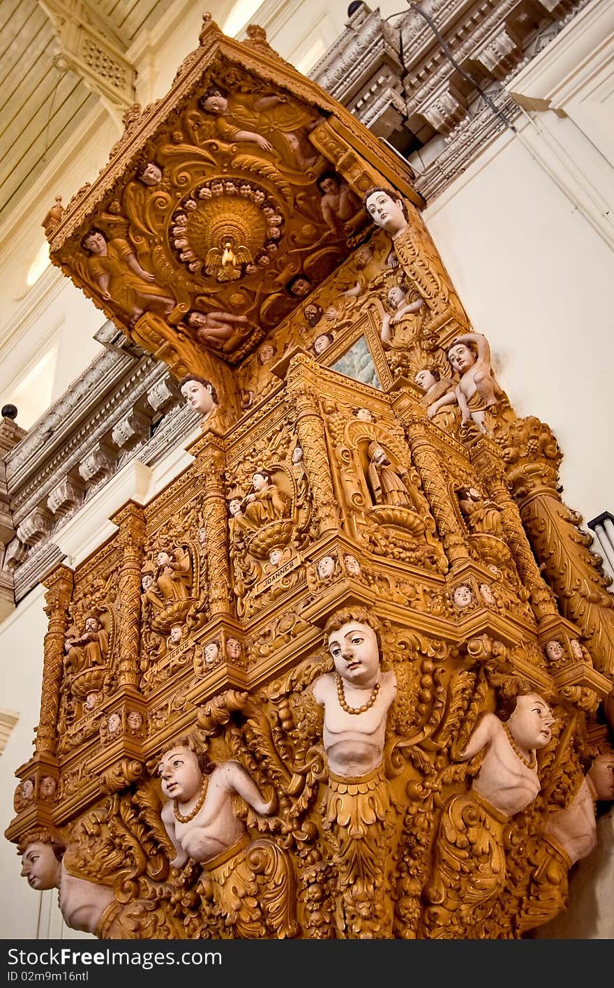 Balcony in a Catholic church in India