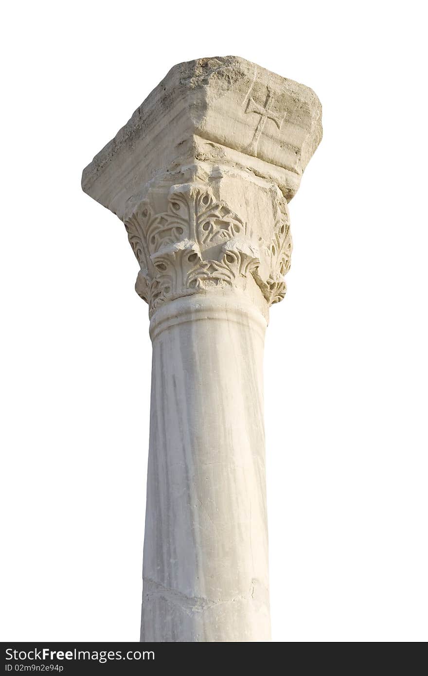 Old classical column isolated over white background. Old classical column isolated over white background