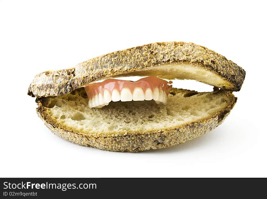 Mouth made with slices of bread