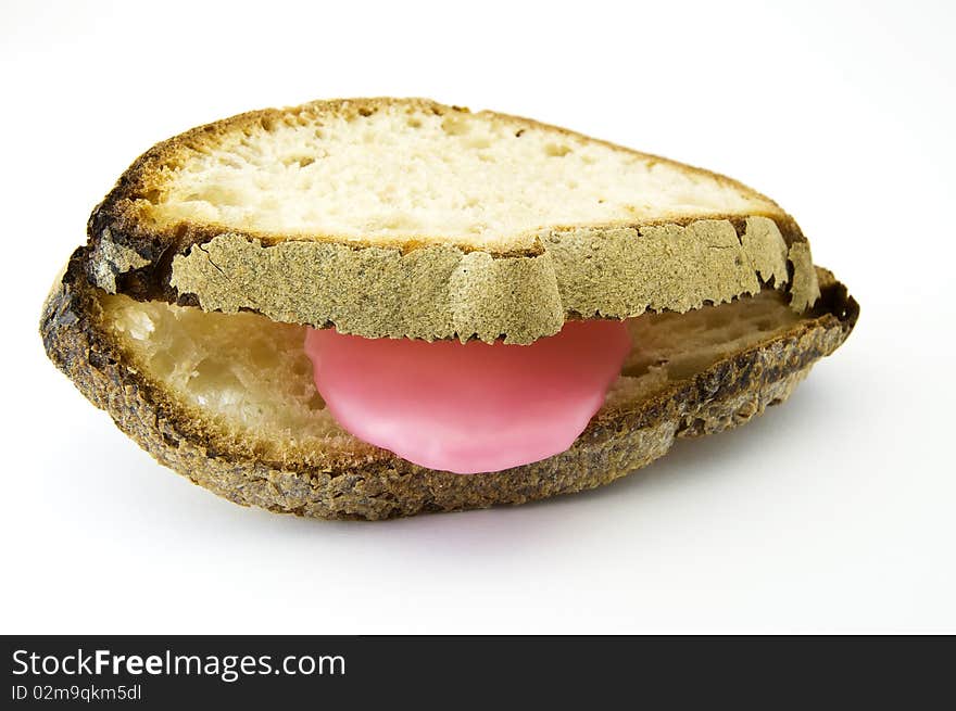 Mouth made with slices of bread