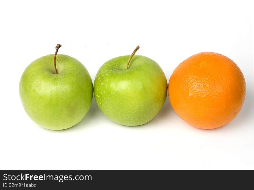 Two Green Apples And One Orange