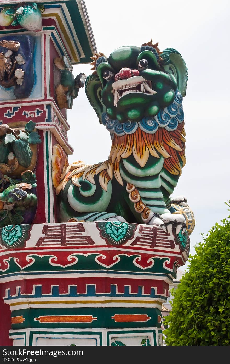 Stone Chinese lion image in Thailand