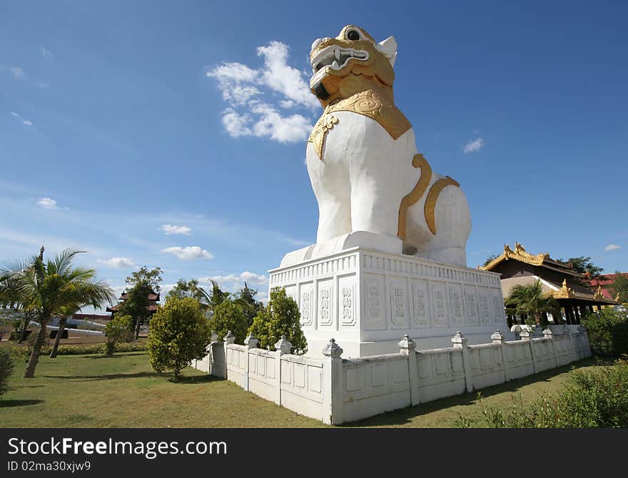 Lion statue at Kanjanaburi Thailand