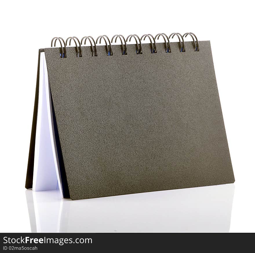 Spiral note book on white background