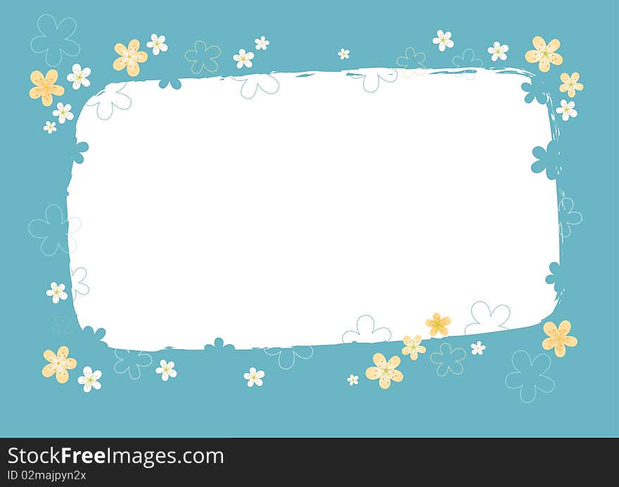 Floral blue background with white and light-yelow blossom.Vector. Floral blue background with white and light-yelow blossom.Vector.