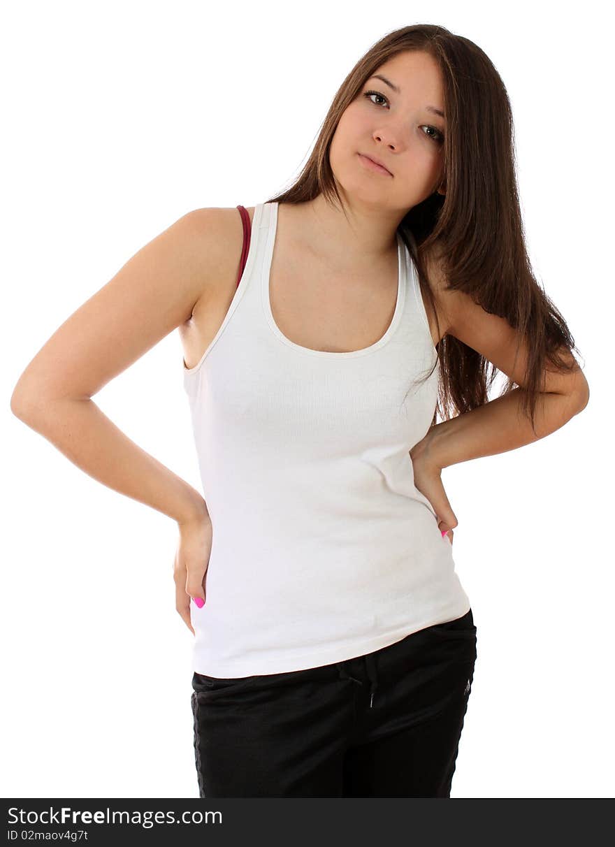 Beautiful young girl, on a white background it is isolated. Beautiful young girl, on a white background it is isolated.