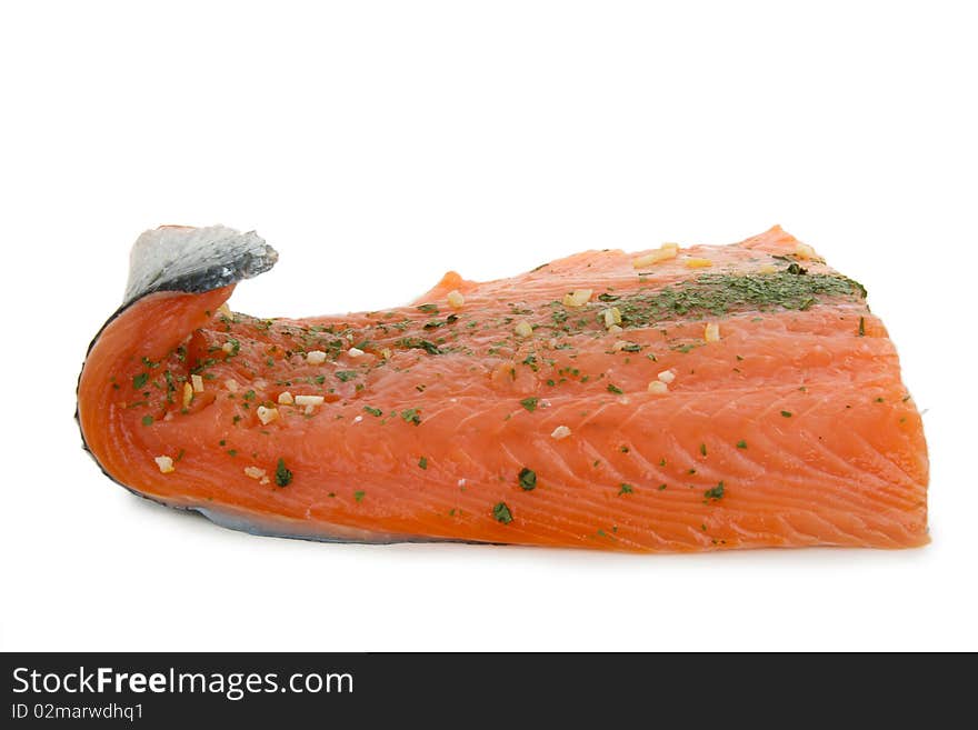 Isolated salmon on white background