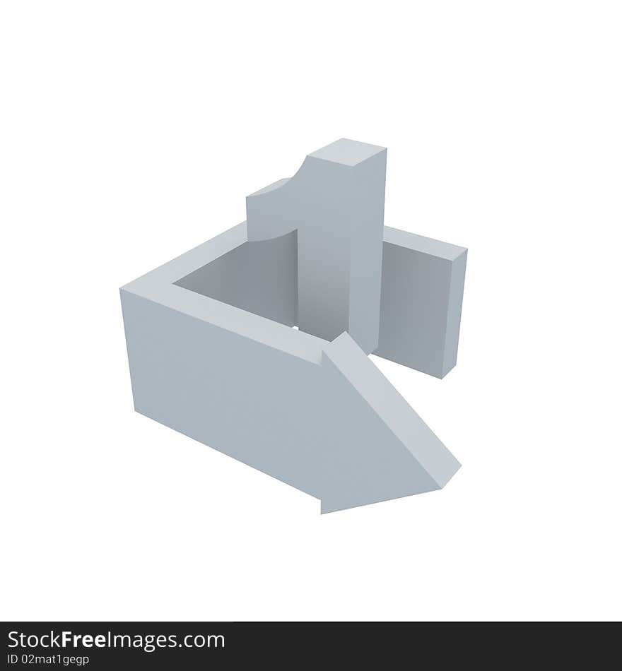 3D Square Arrow With Number One