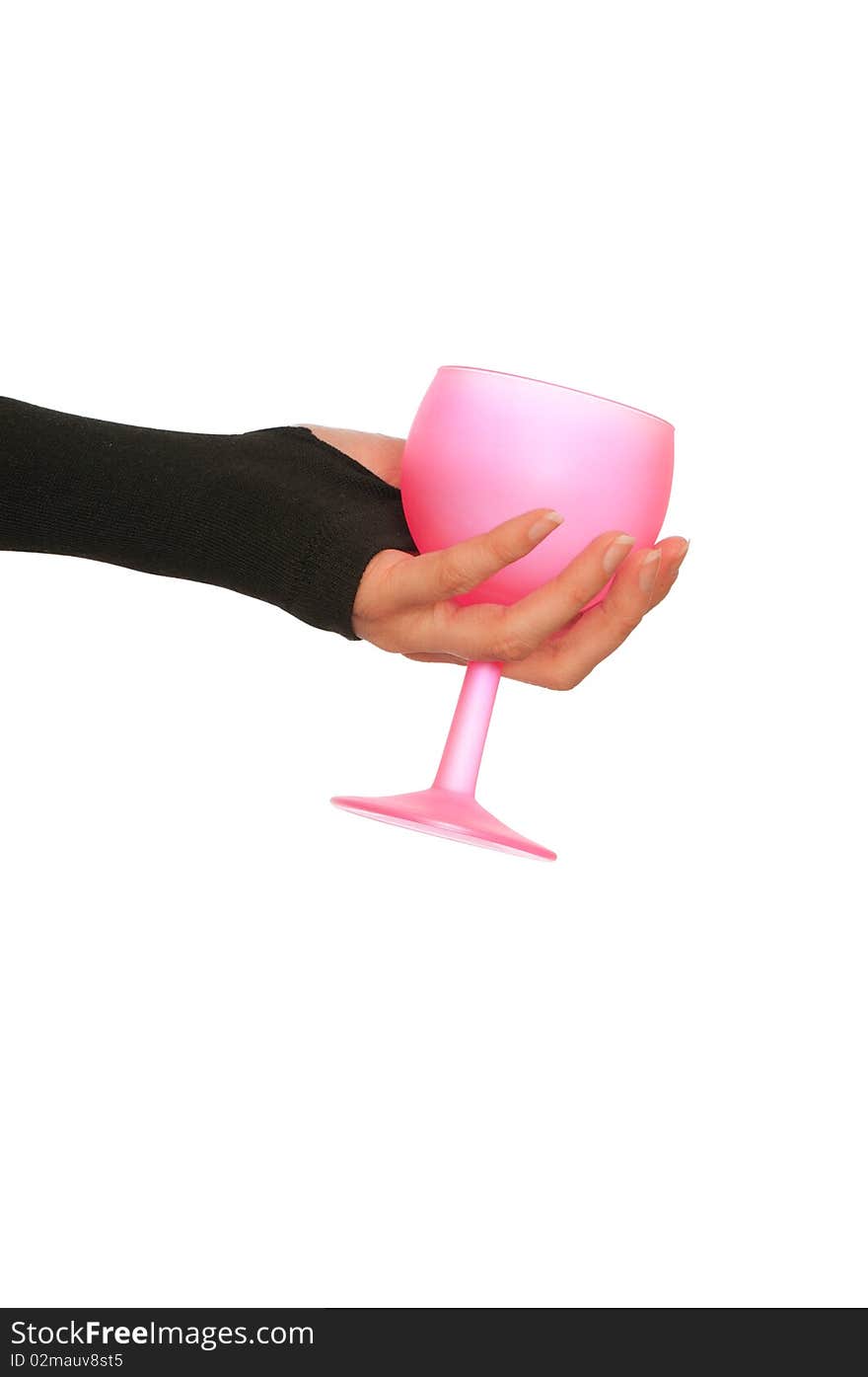 Woman giving a empty glass for taking a punch