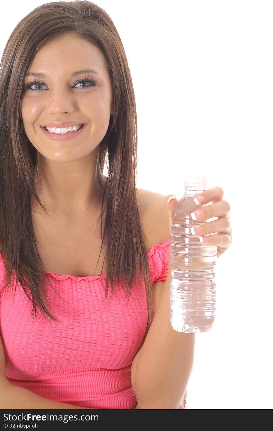 Model holding bottled water