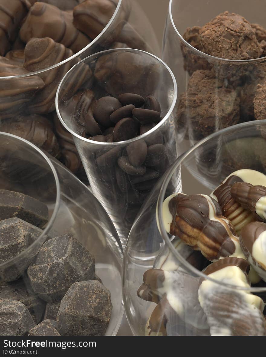 Still life of chocolate in glasses