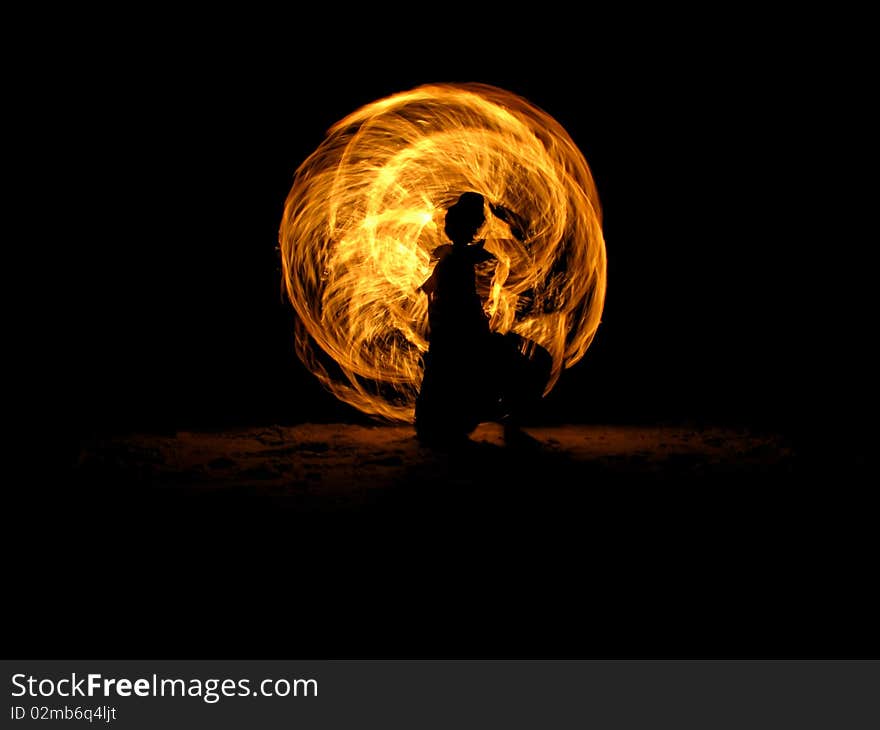 Kid Playing Fire Torch