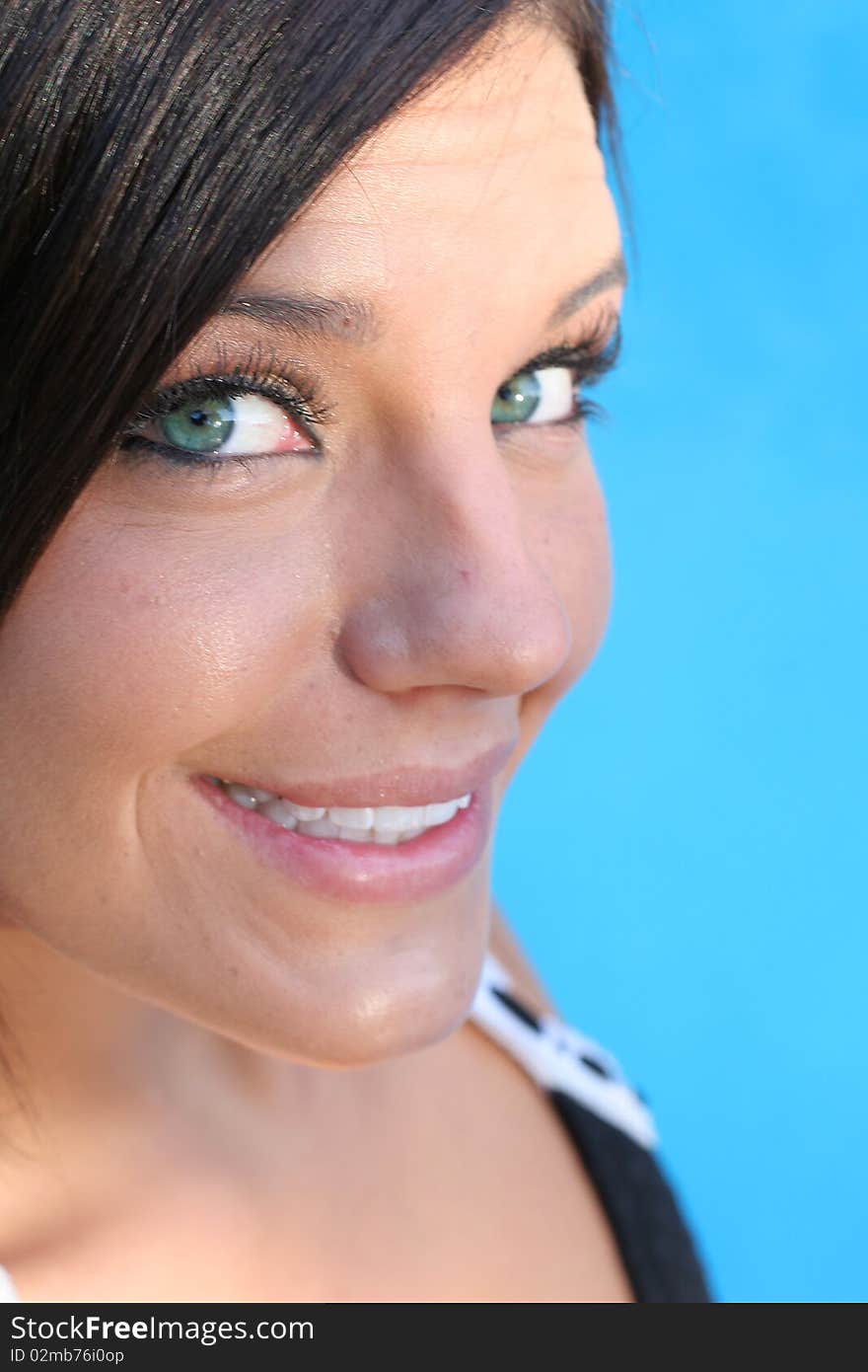 Shot of a happy swim model by pool