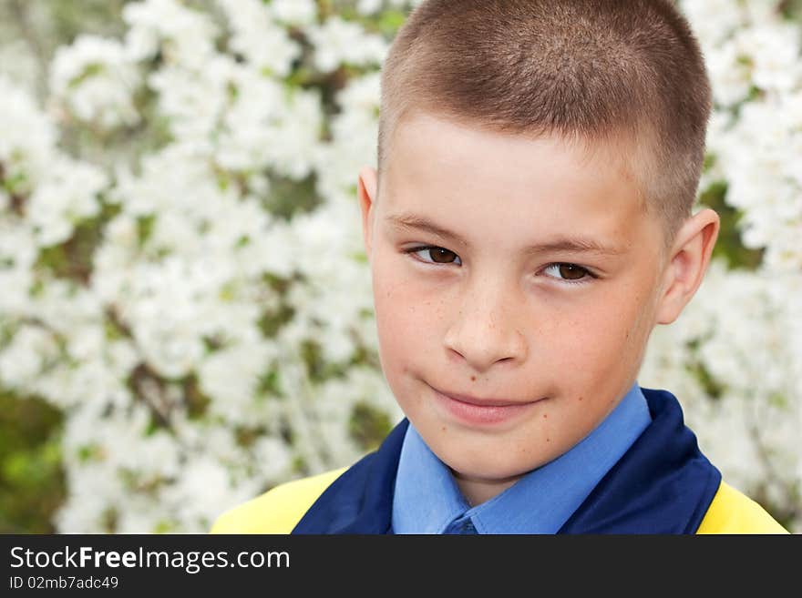 Closeup of the boy on nature