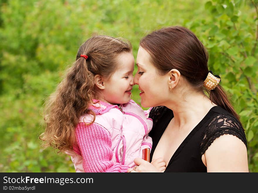 Mum with a daughter on the nature. Mum with a daughter on the nature