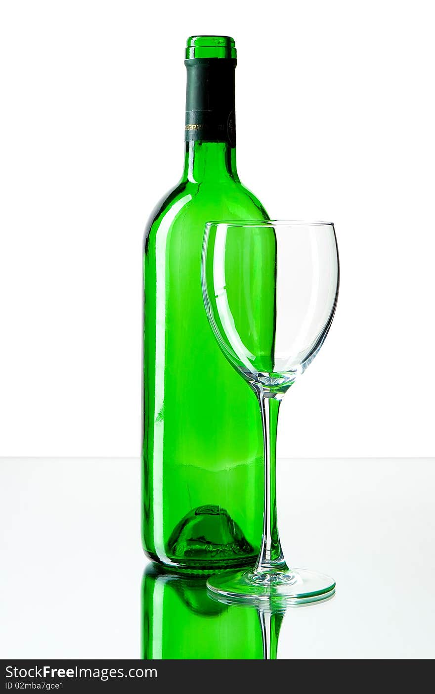 Wine bottle  with glass