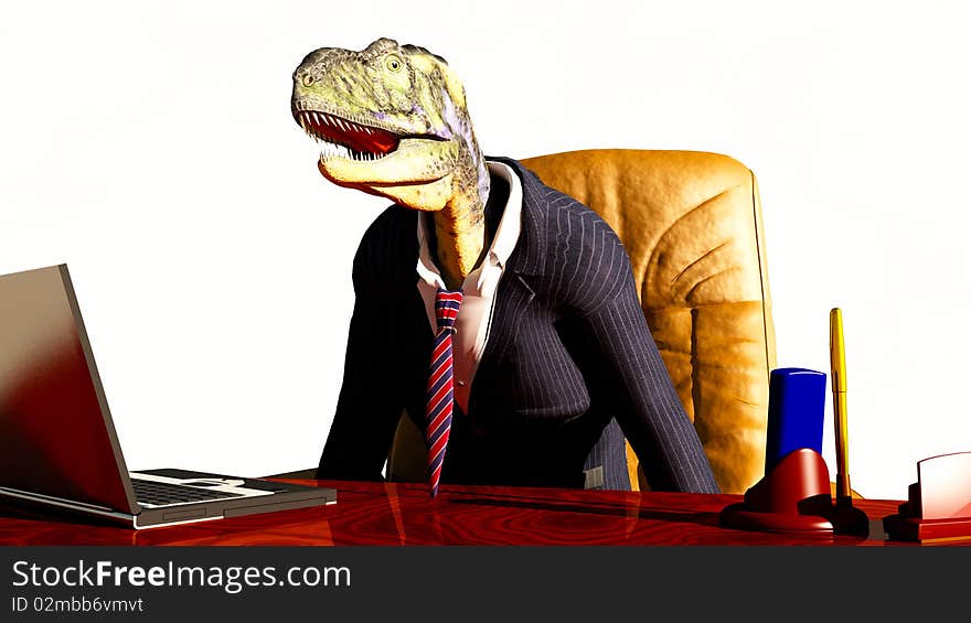 Abstract scene of the chief of the dinosaur. Abstract scene of the chief of the dinosaur