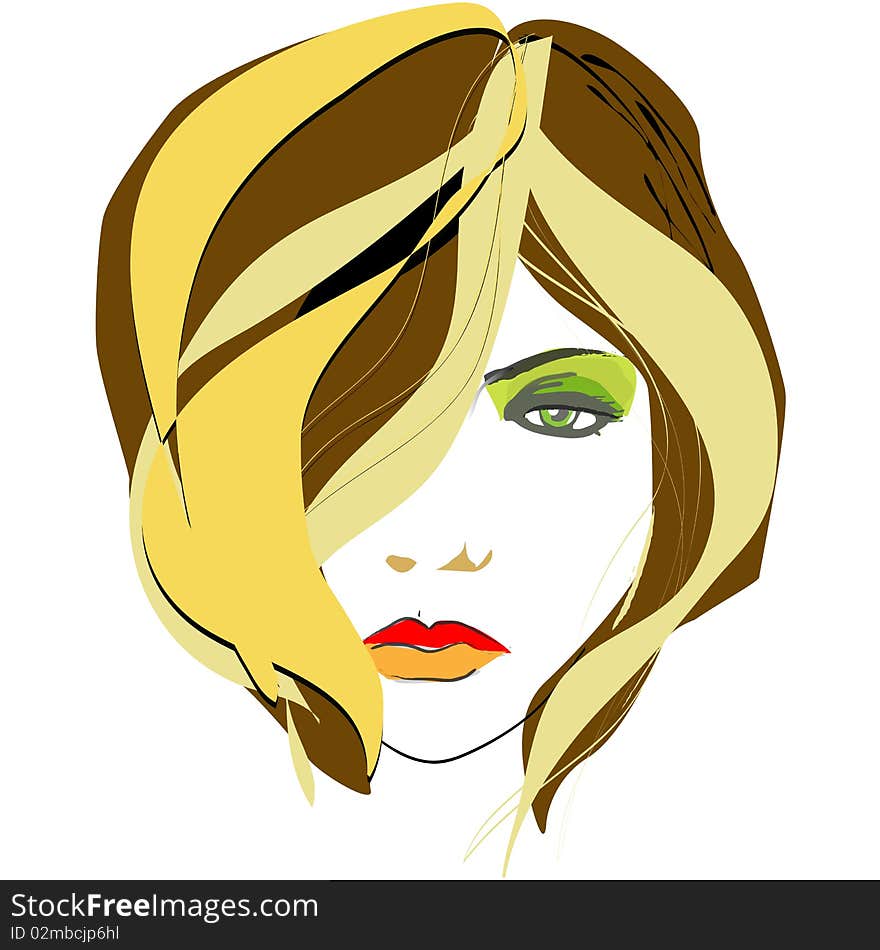 Brown illustrated pretty trendy woman. Brown illustrated pretty trendy woman