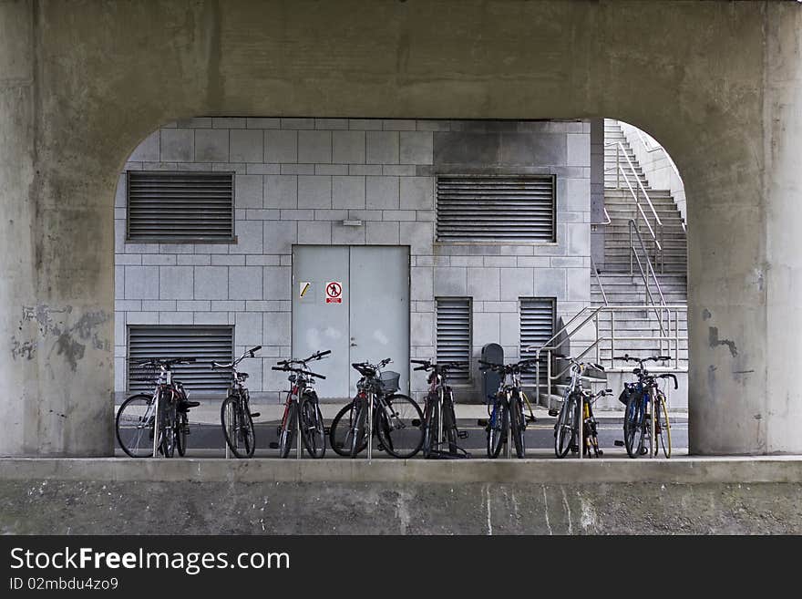 Parked bicycles